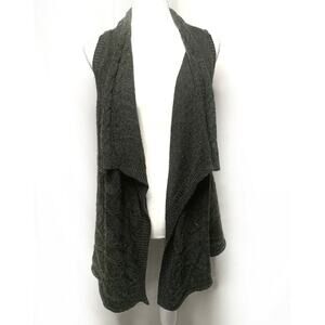 Madison gray sz s Open Front Rib Duster Cardigan Women knit Flyaway Sweater